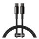 BASEUS TUNGSTEN GOLD adatkábel (Type-C - Type-C, 100W, PD gyorstöltő, törésgátló, 200cm) FEKETE