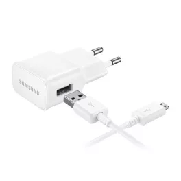   SAMSUNG hálózati töltő USB aljzat (15W, gyorstöltő + ECB-DU4EWE microUSB, 150cm kábel) FEHÉR