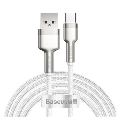 BASEUS CAFULE adatkábel (USB - Type-C, 66W, gyorstöltő, 200cm, törésgátló) FEHÉR