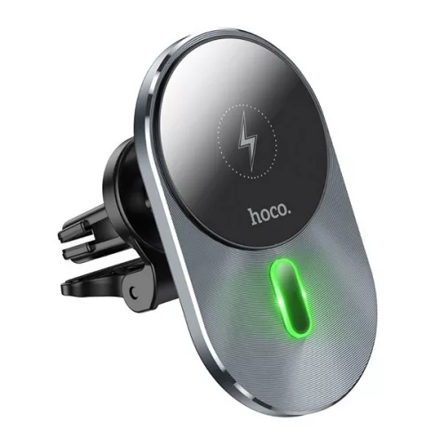 HOCO CA91 autós tartó (szellőzőre, gyorstöltő, 15W, wireless, mágneses) SÖTÉTSZÜRKE