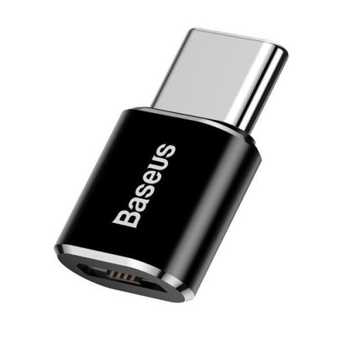 BASEUS adapter (microUSB aljzat - Type-C, OTG, adatátvitel és töltés) FEKETE