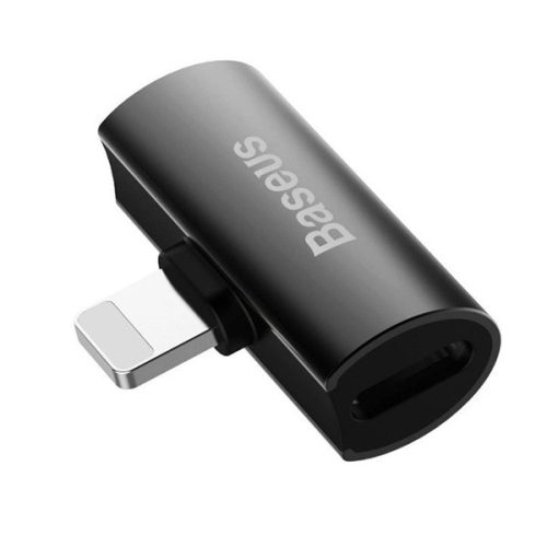 BASEUS audió adapter és töltő (elosztó, 2 lightning aljzat - lightning) FEKETE