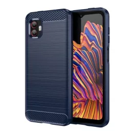   Szilikon telefonvédő (ütésállóság, légpárnás sarok, szálcsiszolt, karbon minta) SÖTÉTKÉK