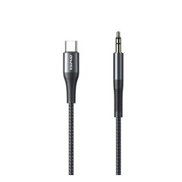   AWEI CL-116T audió kábel (3.5mm jack - Type-C, cipőfűző, 100cm) FEKETE