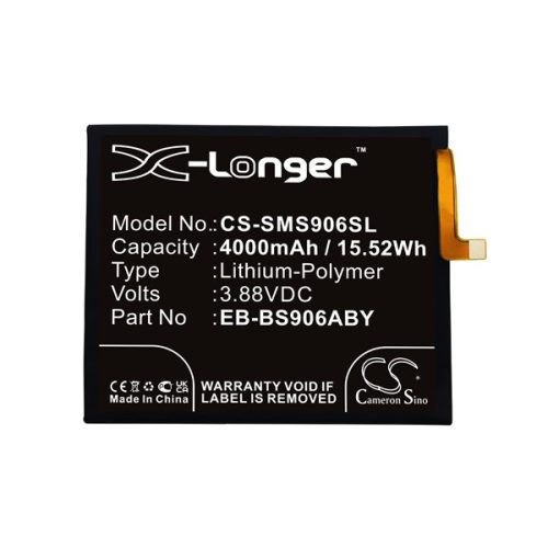 CAMERON SINO Li-Polymer akku (3.88V/4000mAh, Samsung EB-BS906ABY kompatibilis) FEKETE