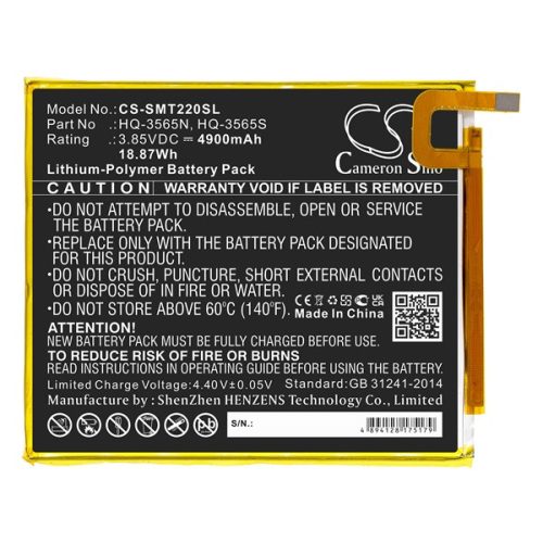 CAMERON SINO Li-Polymer akku (3.85V/4900mAh, Samsung HQ-3565N kompatibilis) FEKETE