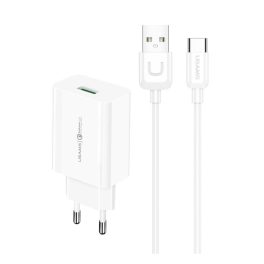 USAMS T48 hálózati töltő USB aljzat (18W, gyorstöltő 3.0 + Type-C kábel) FEHÉR   USAMS T48 hálózati töltő USB aljzat (18W, gyorstöltő 3.0 + Type-C kábel) FEHÉR