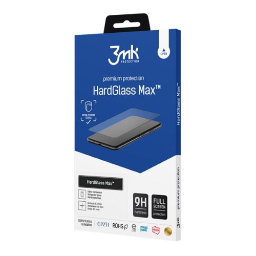 3MK HARD GLASS MAX képernyővédő üveg (3D, tok barát, 9H) FEKETE