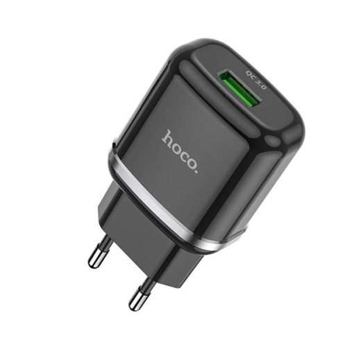 HOCO N3 hálózati töltő USB aljzat (18W, gyorstöltő 3.0) FEKETE