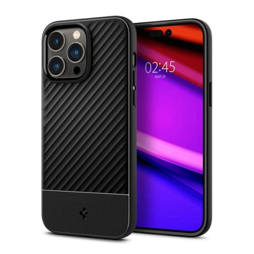 SPIGEN CORE ARMOR szilikon telefonvédő (ütésállóság, kameravédő, csíkos) FEKETE