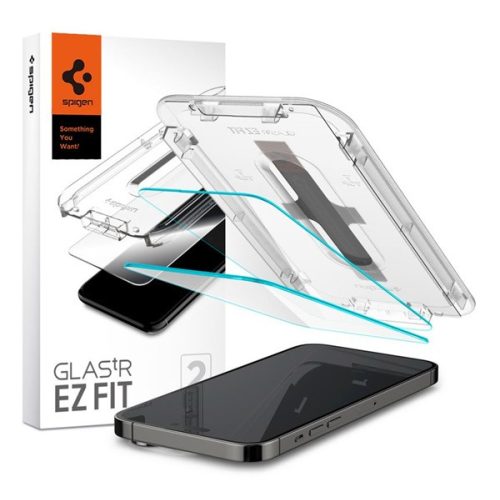 SPIGEN EZ FIT HD képernyővédő üveg 2db (2.5D, tokbarát, ultravékony, 0.2mm, 9H + segédkeret) ÁTLÁTSZÓ