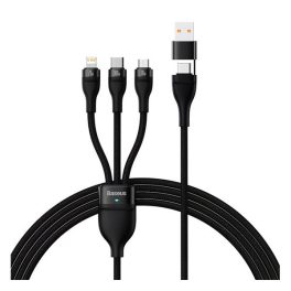 BASEUS FLASH SERIES II adatkábel 3in1 (Type-C/USB - lightning/microUSB/Type-C, 100W, 120cm) FEKETE   BASEUS FLASH SERIES II adatkábel 3in1 (Type-C/USB - lightning/microUSB/Type-C, 100W, 120cm) FEKETE