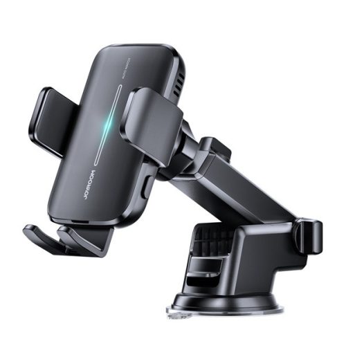 JOYROOM autós tartó (15W, tapadókorongos, műszerfalra, automata, wireless, LED, 4.7-6.8" méret) FEKETE