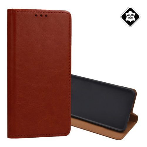 Tok álló, valódi bőr (FLIP, oldalra nyíló, asztali tartó) BURGUNDY BARNA