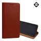 Tok álló, valódi bőr (FLIP, oldalra nyíló, asztali tartó) BURGUNDY BARNA