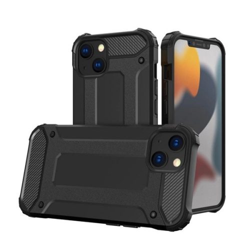 Defender szilikon telefonvédő (ütésállóság, légpárnás sarok, fémhatás) FEKETE