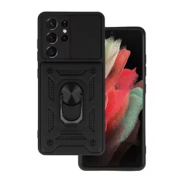   Defender szilikon telefonvédő (ütésállóság, tartógyűrű, kameravédő) FEKETE