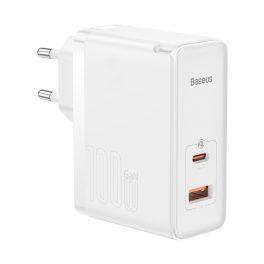BASEUS hálózati töltő USB+Type-C aljzat (100W, GaN5, PD gyorstöltő 4.0) FEHÉR   BASEUS hálózati töltő USB+Type-C aljzat (100W, GaN5, PD gyorstöltő 4.0) FEHÉR