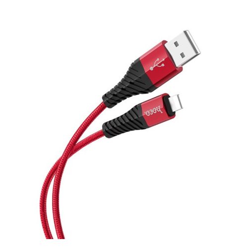 HOCO X38 adatkábel (USB - lightning, 2.4A, gyorstöltő, 100cm, törésgátló) PIROS
