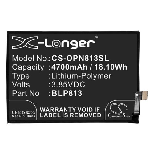 CAMERON SINO Li-Polymer akku (3.85V/4700mAh, Oneplus BLP813 kompatibilis) FEKETE