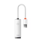 BASEUS LITE adapter kábel (Ethernet aljzat - USB 3.0, RJ45, 1000MB/s, LAN, 10cm) FEHÉR