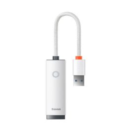   BASEUS LITE adapter kábel (Ethernet aljzat - USB 3.0, RJ45, 1000MB/s, LAN, 10cm) FEHÉR