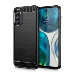   Szilikon telefonvédő (ütésállóság, légpárnás sarok, szálcsiszolt, karbon minta) FEKETE