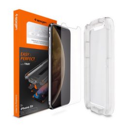   SPIGEN EZ FIT képernyővédő üveg (2.5D, tokbarát, ultravékony, 0.2mm, 9H + segédkeret) ÁTLÁTSZÓ