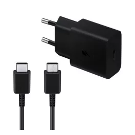   SAMSUNG hálózati töltő Type-C aljzat (15W, gyorstöltő + Type-C kábel) FEKETE