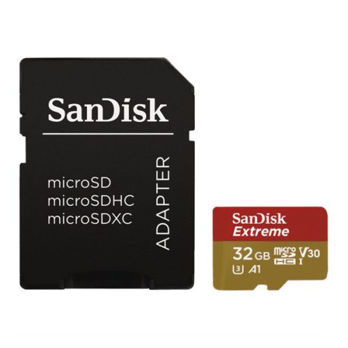 SANDISK EXTREME memóriakártya 32GB (microSDHC, Class 10, UHS-1, 100MB/s) + SD adapter