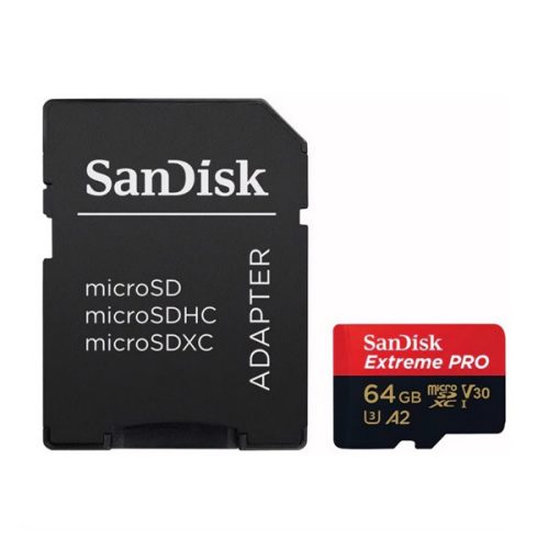 SANDISK EXTREME PRO memóriakártya 64GB (microSDXC, Class 10, UHS-1, 200MB/s) + SD adapter