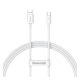 BASEUS SUPERIOR adatkábel (USB - Type-C, 65W, PD gyorstöltő, 100cm, törésgátló) FEHÉR