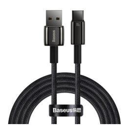   BASEUS TUNGSTEN GOLD adatkábel (USB - Type-C, 100W, gyorstöltő, törésgátló, 200cm) FEKETE