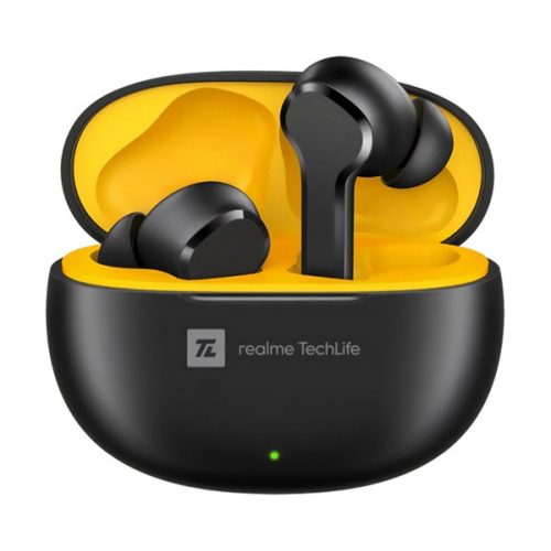 REALME BUDS T100 bluetooth fülhallgató SZTEREO (v5.3, TWS, mikrofon, zajszűrő, IPX5 vízálló + töltőtok) FEKETE