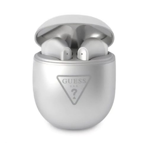 GUESS bluetooth fülhallgató SZTEREO (v5.0, TWS, mikrofon, vízálló + töltőtok) EZÜST