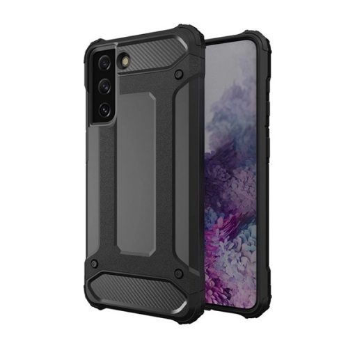 Defender szilikon telefonvédő (ütésállóság, légpárnás sarok, fémhatás) FEKETE