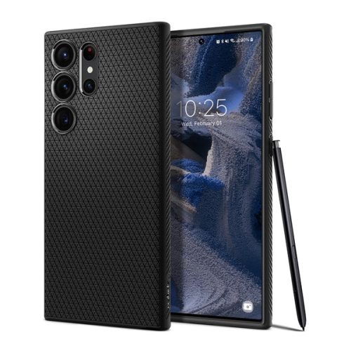 SPIGEN LIQUID AIR szilikon telefonvédő (ütésállóság, légpárnás sarok, rombusz) FEKETE