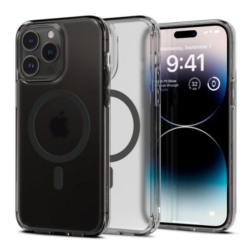 SPIGEN ULTRA HYBRID MAG műanyag telefonvédő (ütésállóság, légpárnás keret, MagSafe) FEKETE