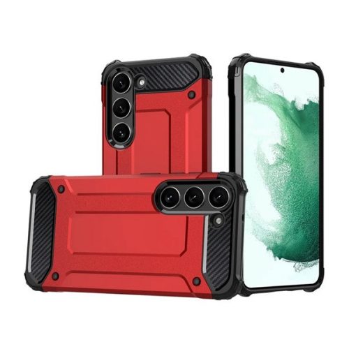 Defender szilikon telefonvédő (ütésállóság, légpárnás sarok, fémhatás) PIROS