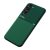 Szilikon telefonvédő (ütésállóság, mágneses, bőr hatású hátlap, csíkos) SÖTÉTZÖLD
