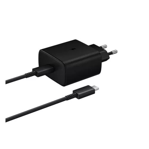 SAMSUNG hálózati töltő Type-C aljzat (45W, PD gyorstöltő 2.0 + Type-C kábel) FEKETE