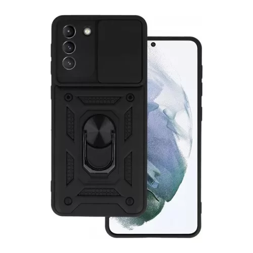 Defender szilikon telefonvédő (ütésállóság, tartógyűrű, kameravédő) FEKETE