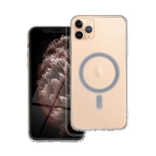 Szilikon telefonvédő (ütésállóság, légpárnás sarok, MagSafe) ÁTLÁTSZÓ