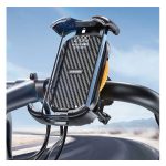 AWEI X29 kerékpáros telefontartó (kormányra rögzíthető, 360°, karbon minta, 4.7 - 6.7" méret) FEKETE