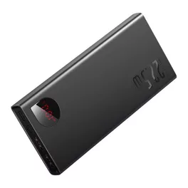  BASEUS ADAMAN METAL vésztöltő 2 USB+Type-C aljzat (10000mAh, 22.5W, PD gyorstöltő 3.0, LED) FEKETE