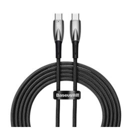   BASEUS GLIMMER adatkábel (Type-C - Type-C, 5A, 100W, PD gyorstöltő, törésgátló, 200cm) FEKETE