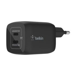 BELKIN hálózati töltő 2 Type-C aljzat (65W, GaN, PPS, PD gyorstöltő) FEKETE   BELKIN hálózati töltő 2 Type-C aljzat (65W, GaN, PPS, PD gyorstöltő) FEKETE