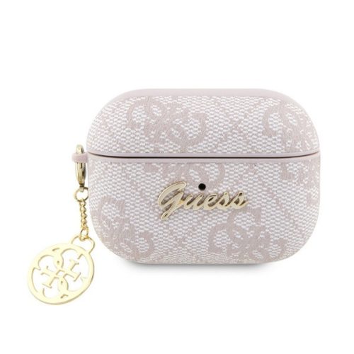 GUESS SCRIPT CHARMS szilikon tok (textil minta, telefondísz) RÓZSASZÍN Apple AirPods Pro 2