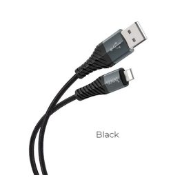   HOCO X38 adatkábel (USB - lightning, 2.4A, gyorstöltő, törésgátló, 100cm) FEKETE