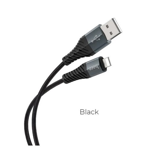HOCO X38 adatkábel (USB - lightning, 2.4A, gyorstöltő, törésgátló, 100cm) FEKETE